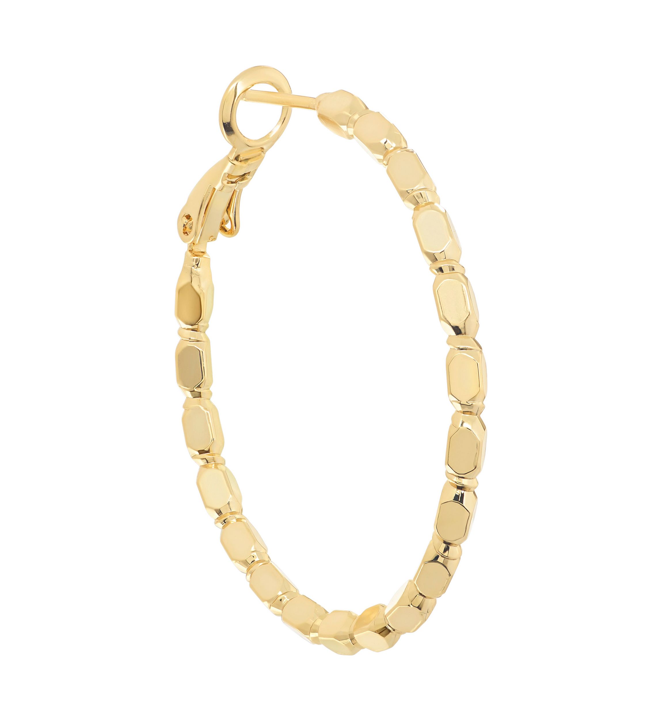 Plated Diamond-Cut Station Hoop Earrings