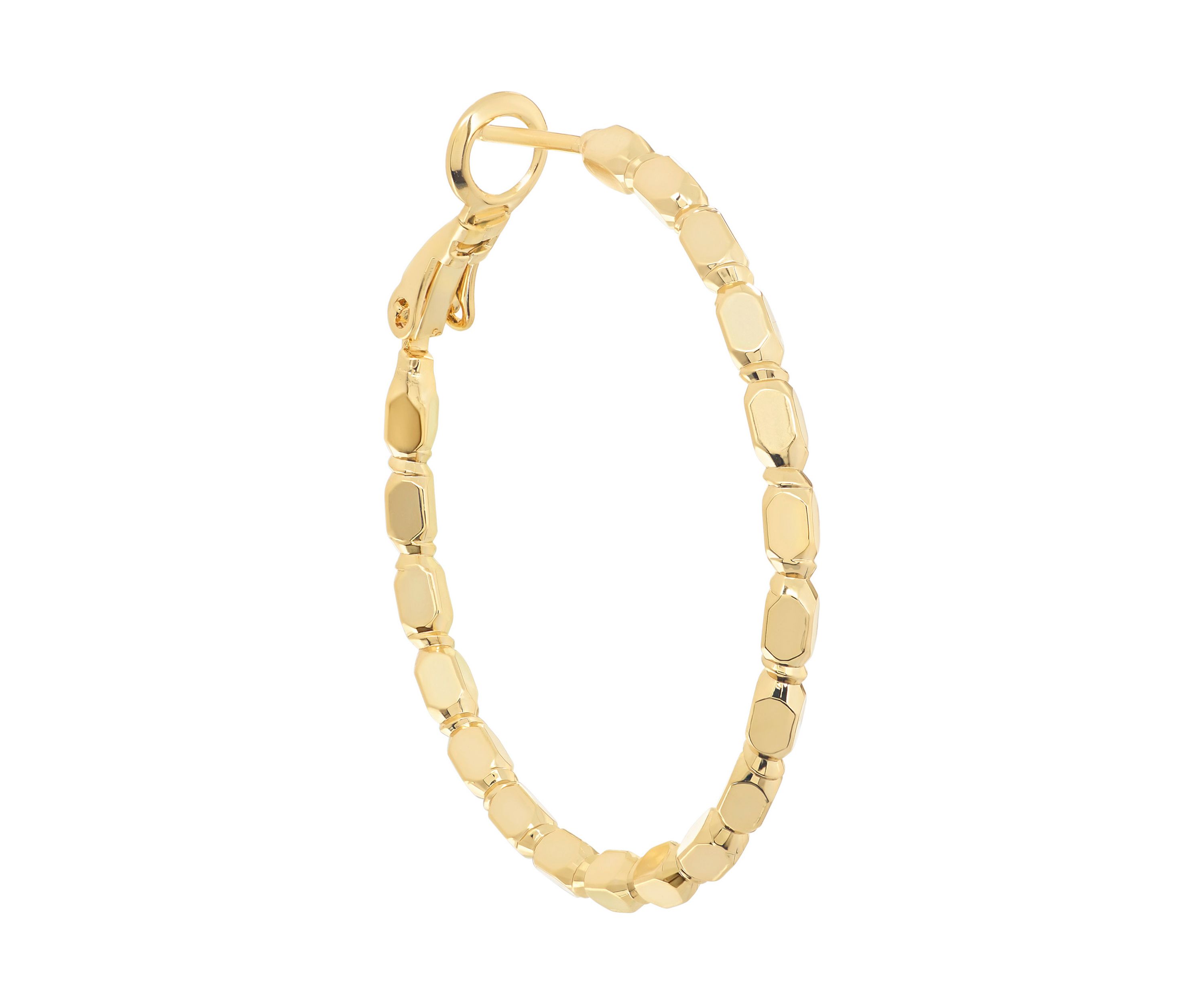 Plated Diamond-Cut Station Hoop Earrings