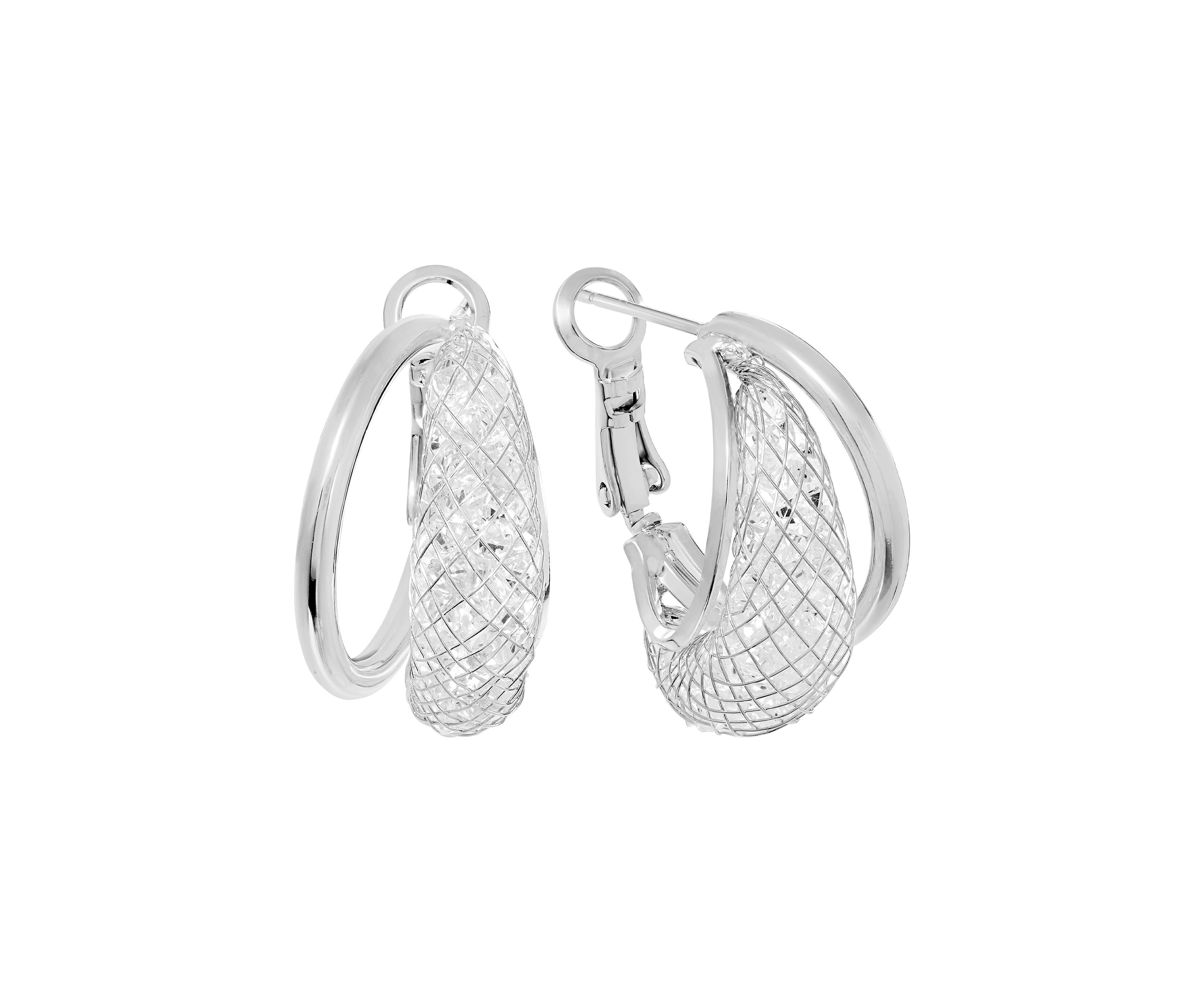 Plated Diamond Cut Mesh Hoop Earrings
