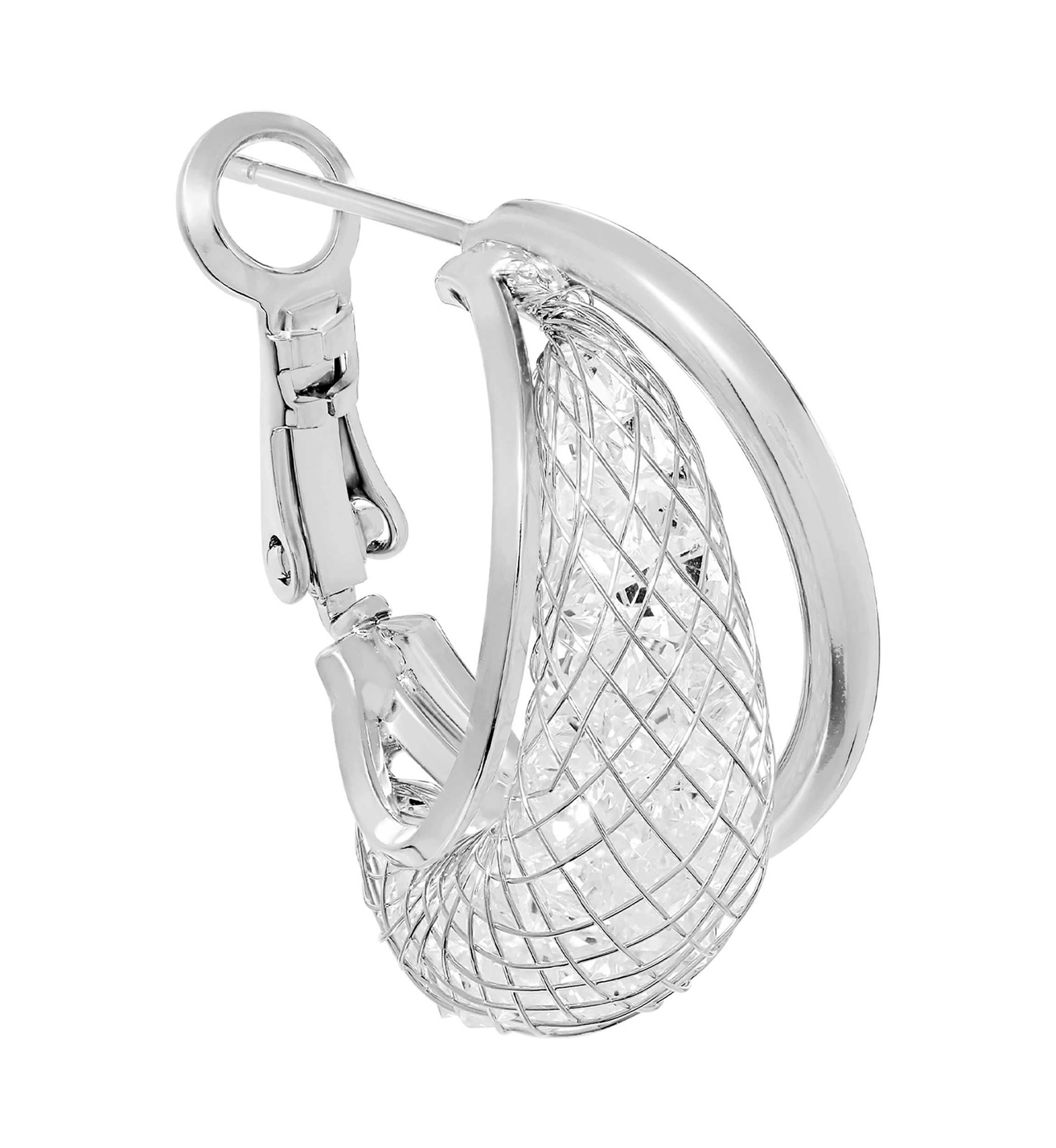 Plated Diamond Cut Mesh Hoop Earrings