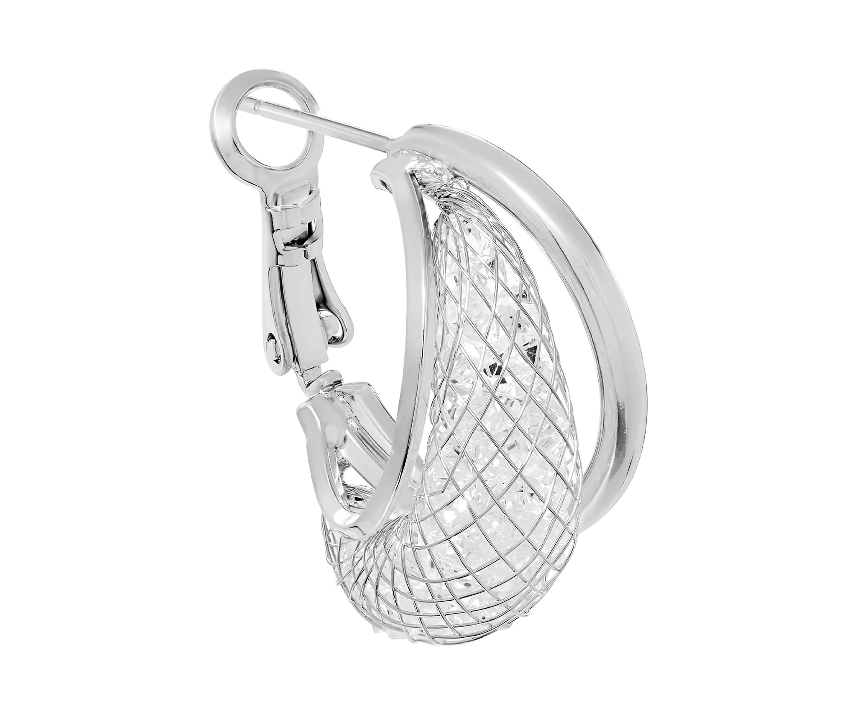 Plated Diamond Cut Mesh Hoop Earrings
