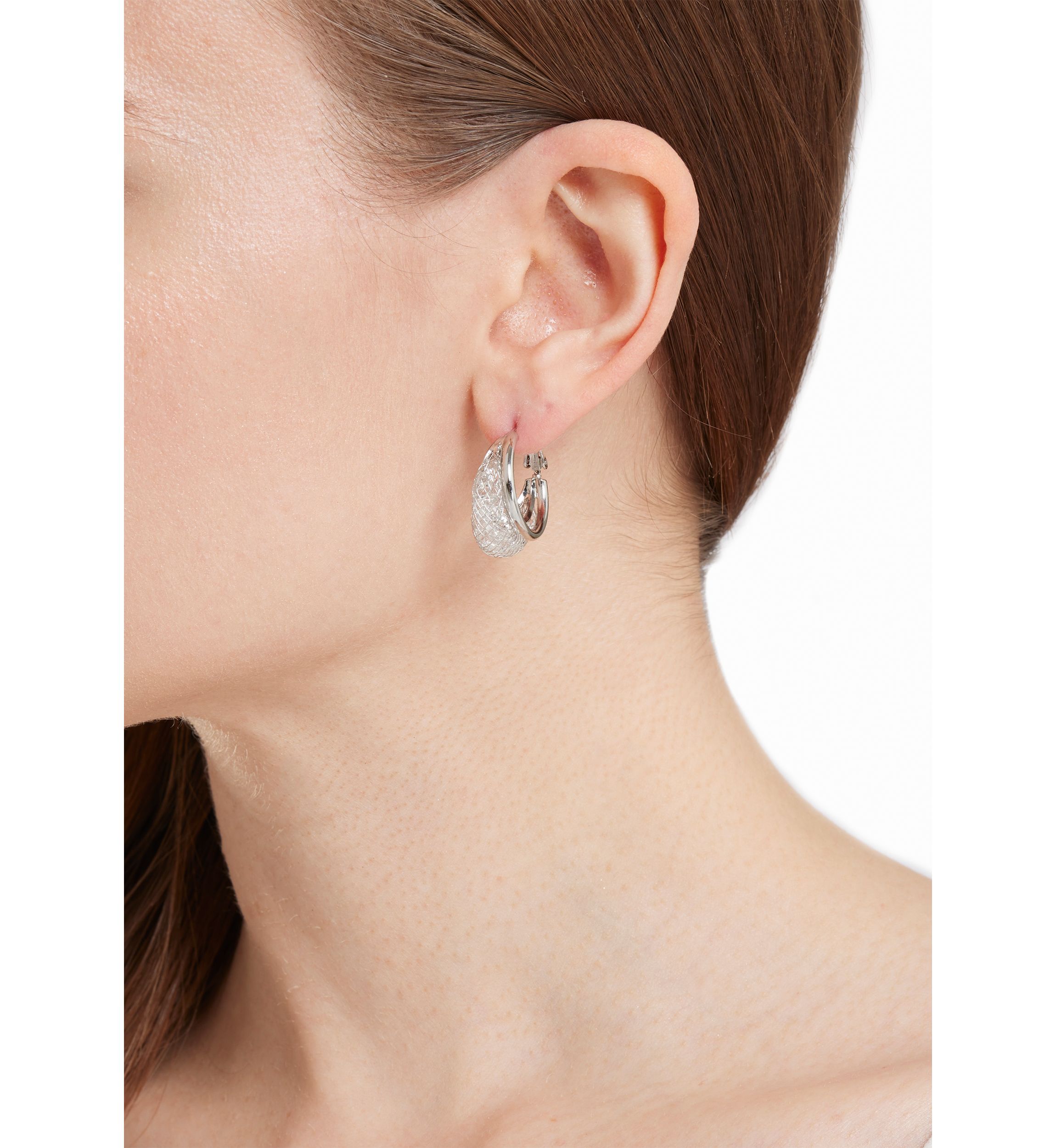 Plated Diamond Cut Mesh Hoop Earrings