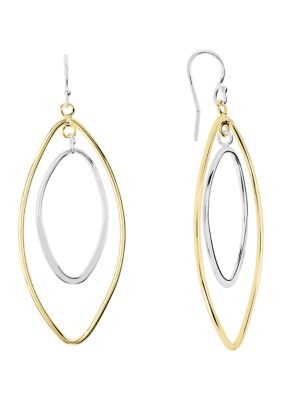 Belk Silverworks Two Tone Plated Double Open Oval Drop Earrings