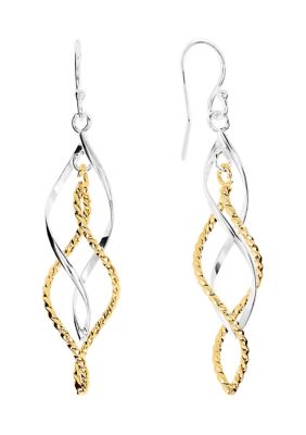 Belk Silverworks Two Tone Plated Double Open Flame Drop Earrings