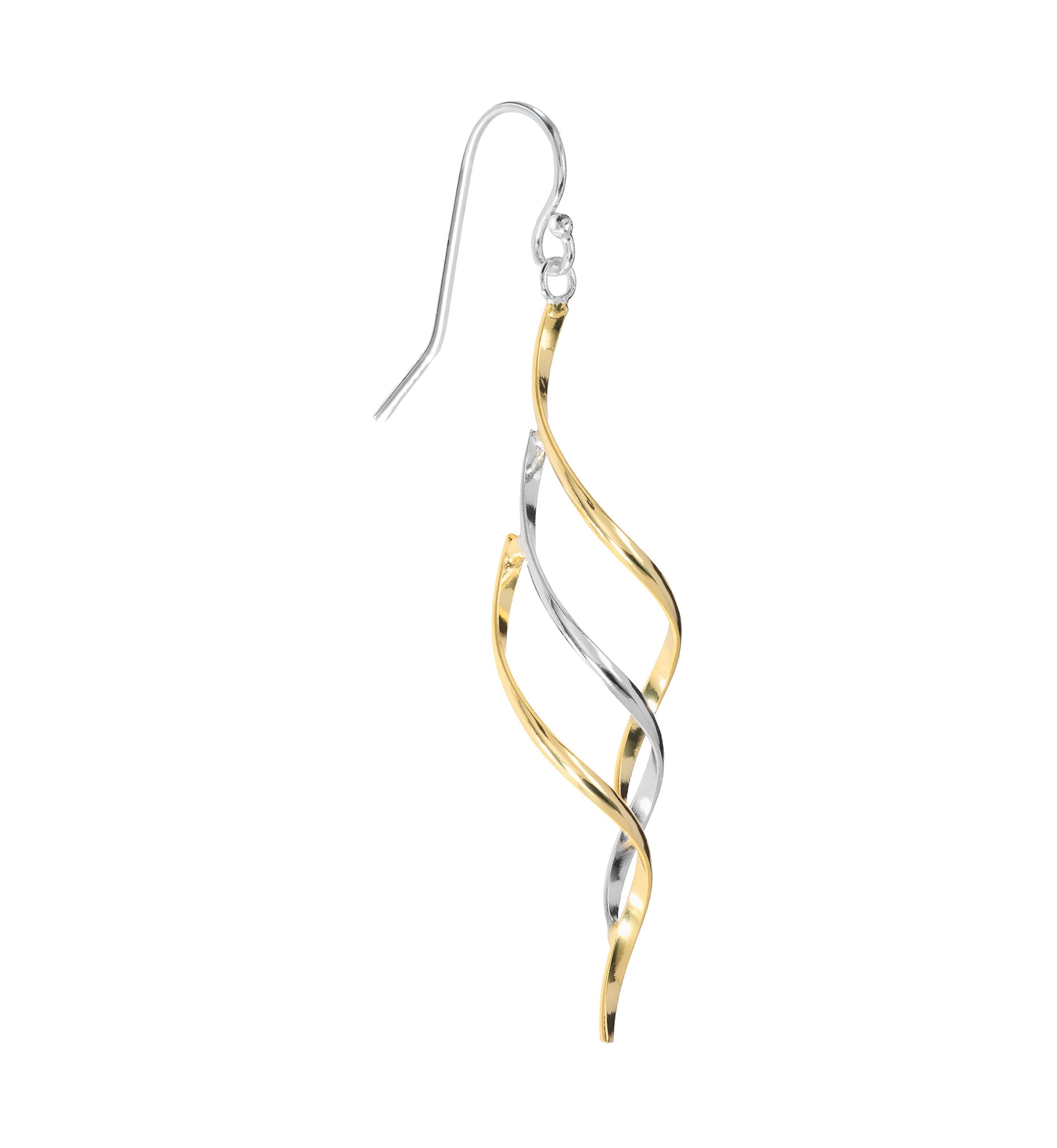 Two Tone Plated Open Wave Drop Earrings