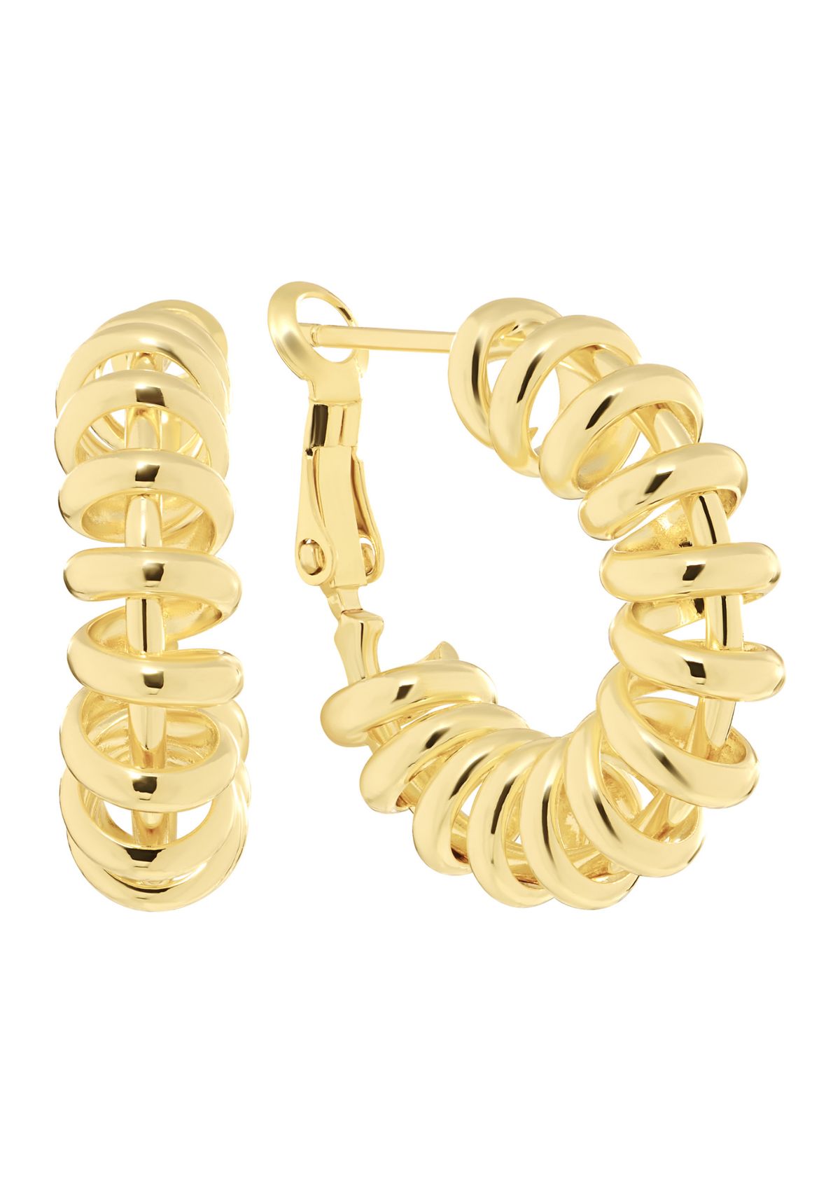Gold Plated Slinky Clutchless Hoop Earrings