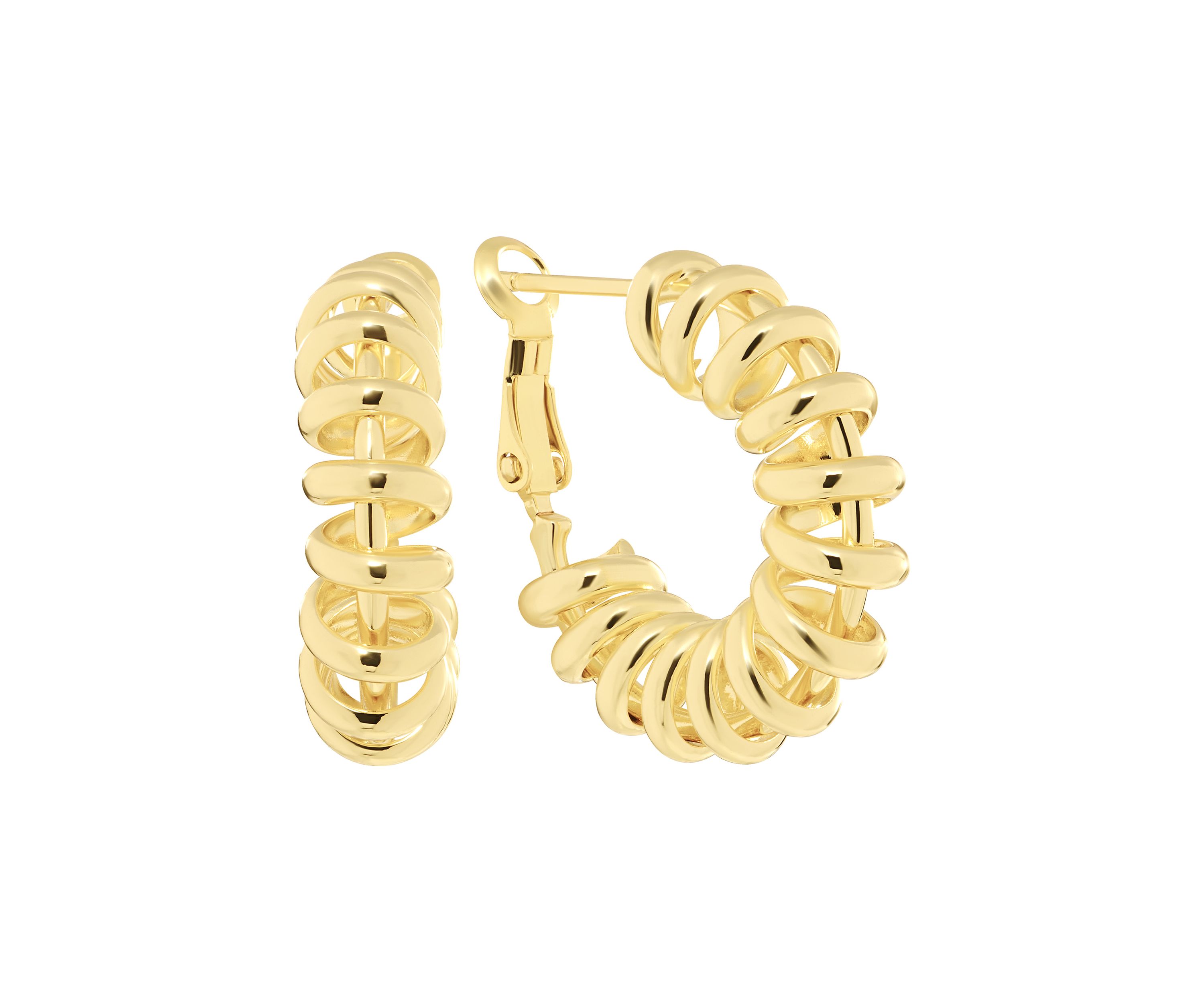 Gold Plated Slinky Clutchless Hoop Earrings