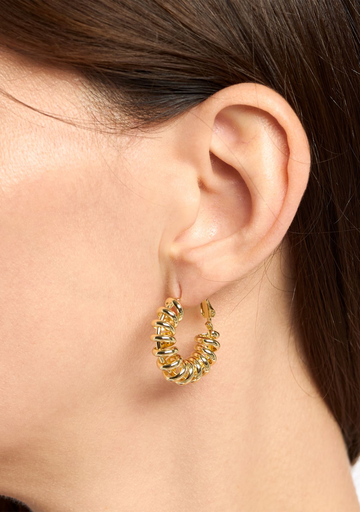 Gold Plated Slinky Clutchless Hoop Earrings
