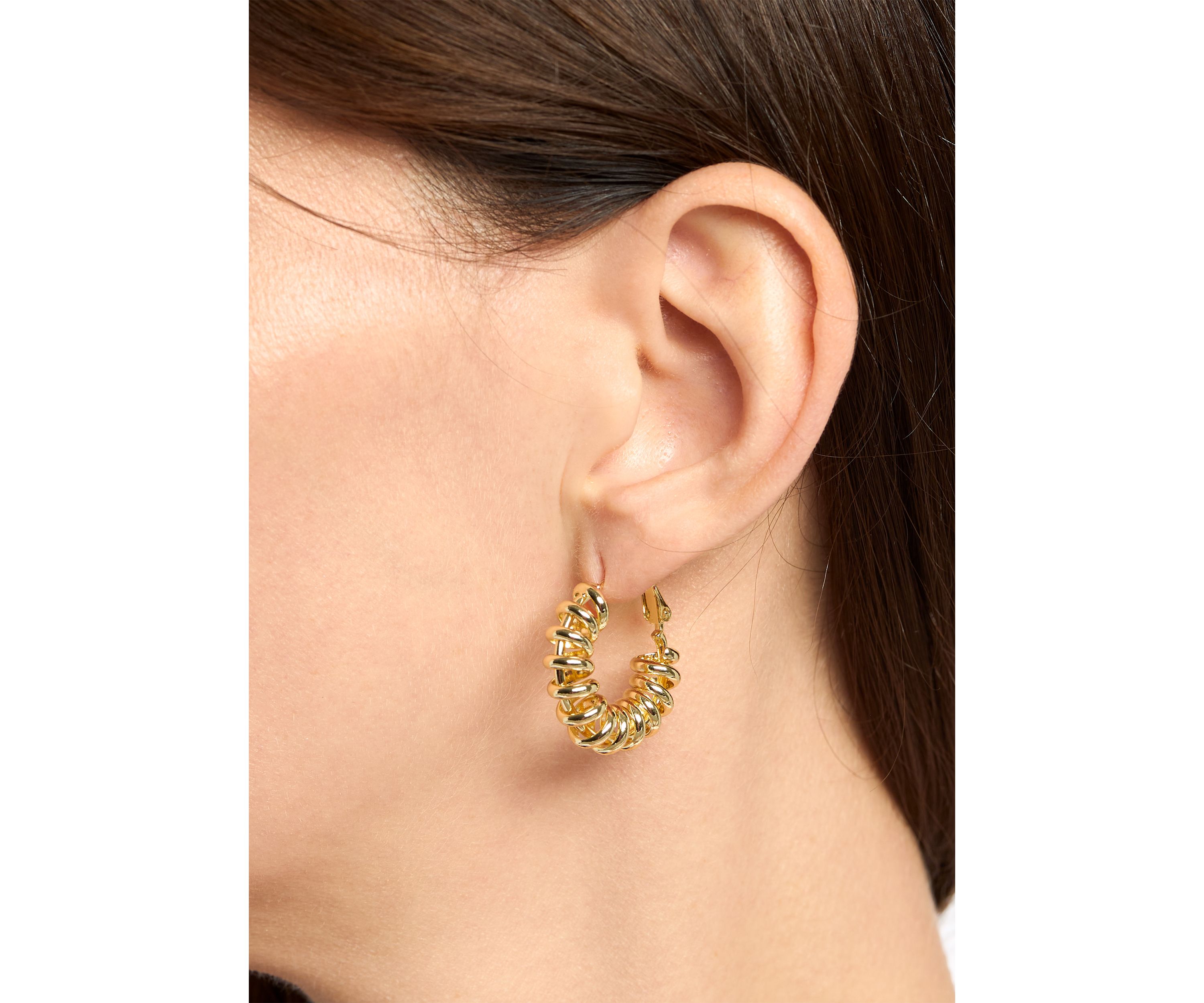 Gold Plated Slinky Clutchless Hoop Earrings