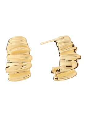 Belk Silverworks Crinkle Post Gold Plated Hoop Earrings