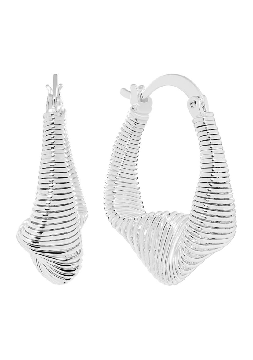 Plated Slink Oblong Hoop Earrings