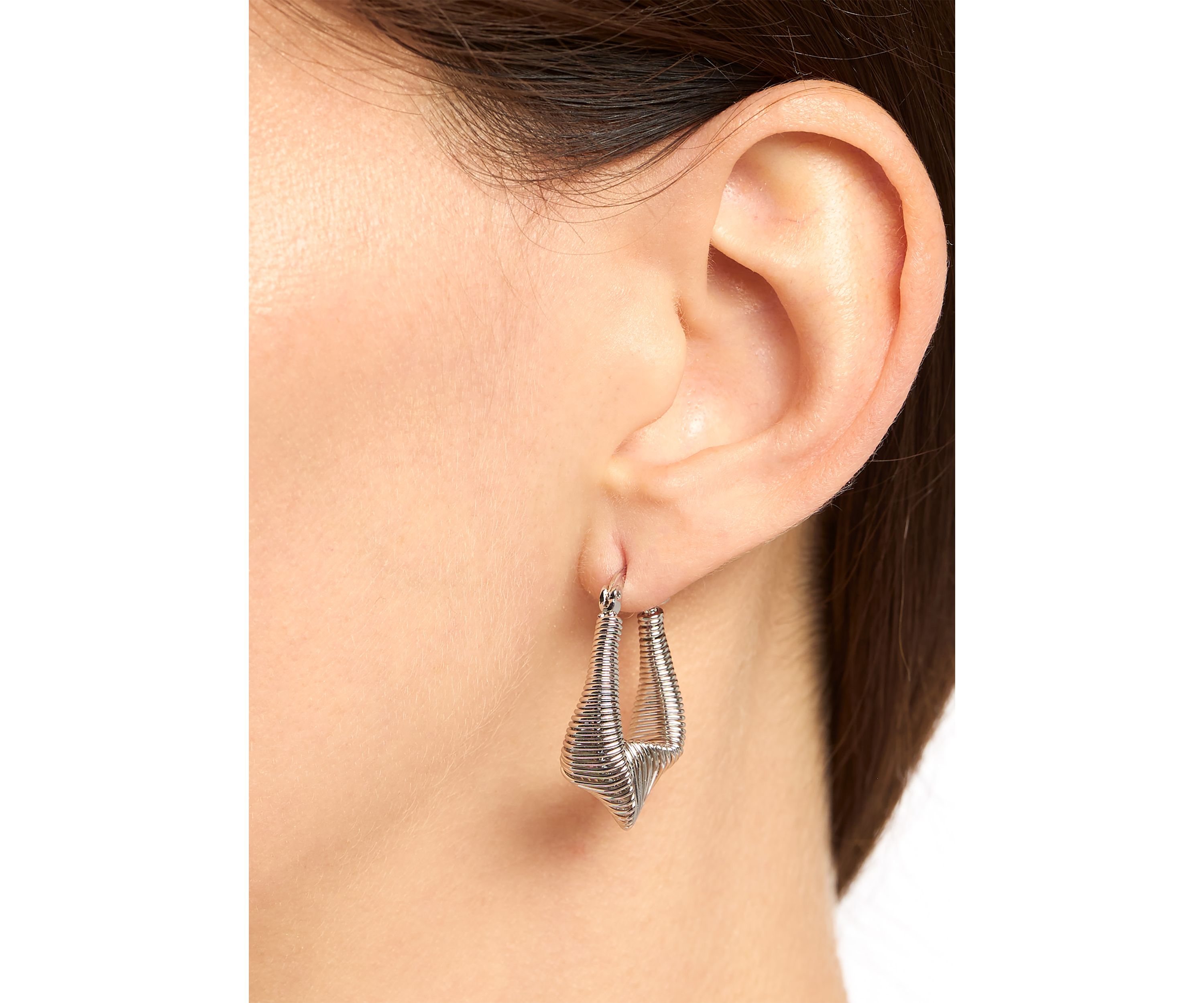 Plated Slink Oblong Hoop Earrings
