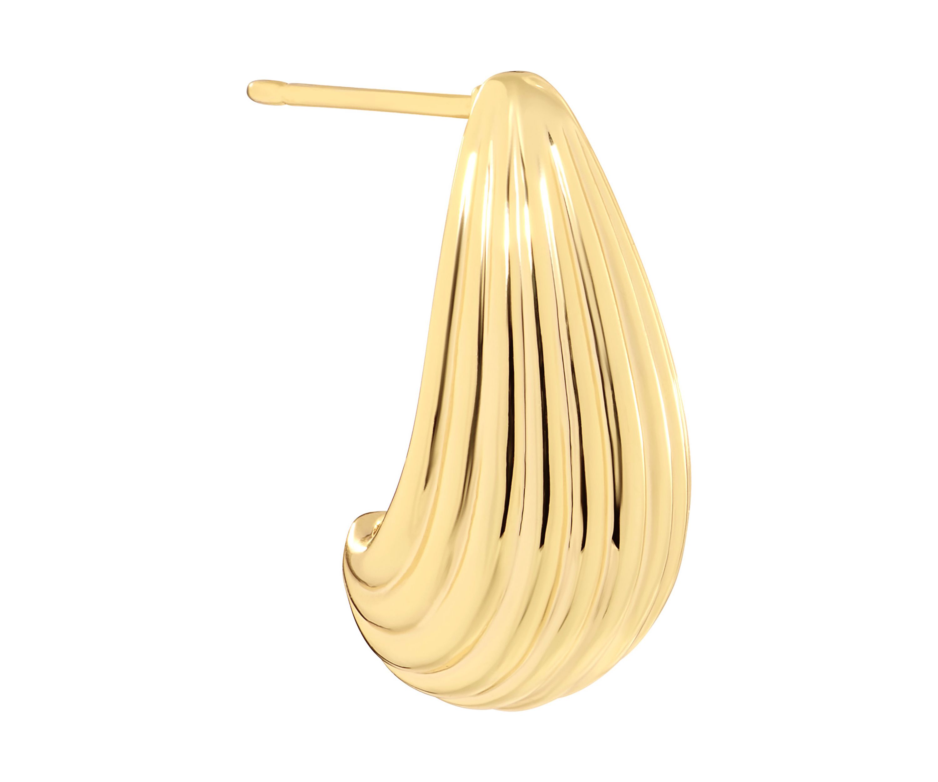 Gold Plated Fluted J Hoop Earrings