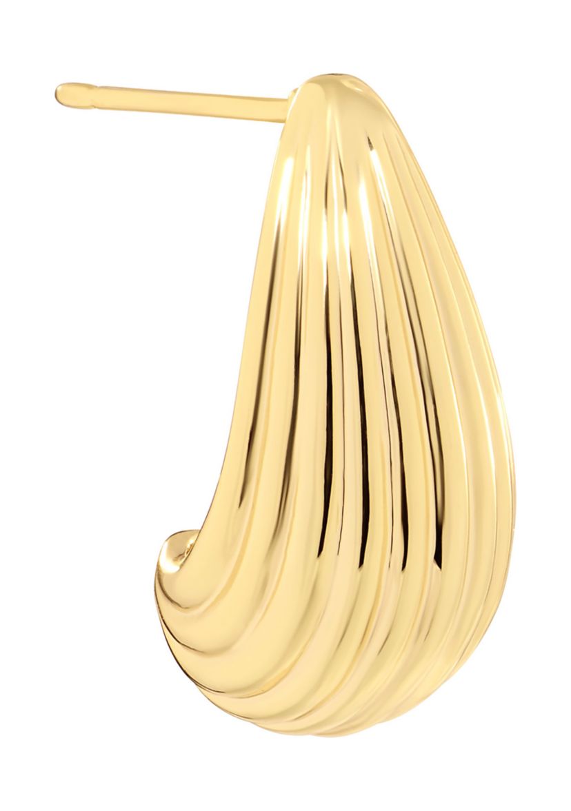Gold Plated Fluted J Hoop Earrings