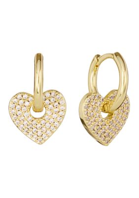 Belk Silverworks Gold Plated Cubic Zirconia Heart Earrings