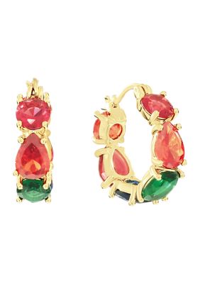 Belk Silverworks Gold Plated Multi Color Oval Hoop Earrings
