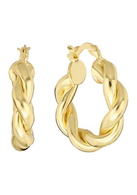 Belk Silverworks Gold Plated Chunky Twist Hoop Earrings