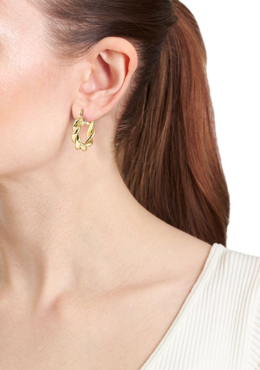 Plated Chunky Twist Hoop Earrings