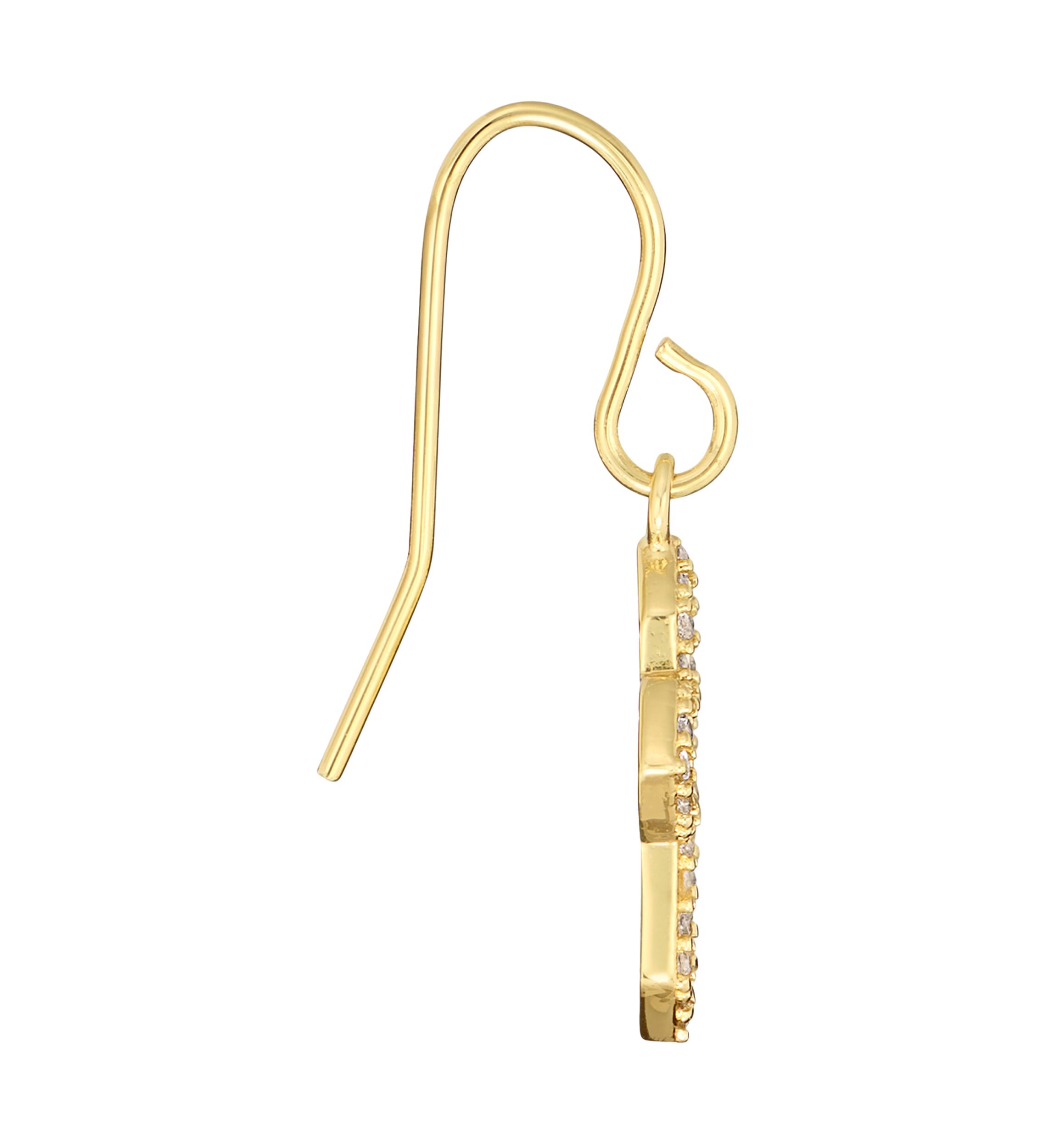 Gold-Plated Cubic Zirconia "Faith" Cross Drop Earrings