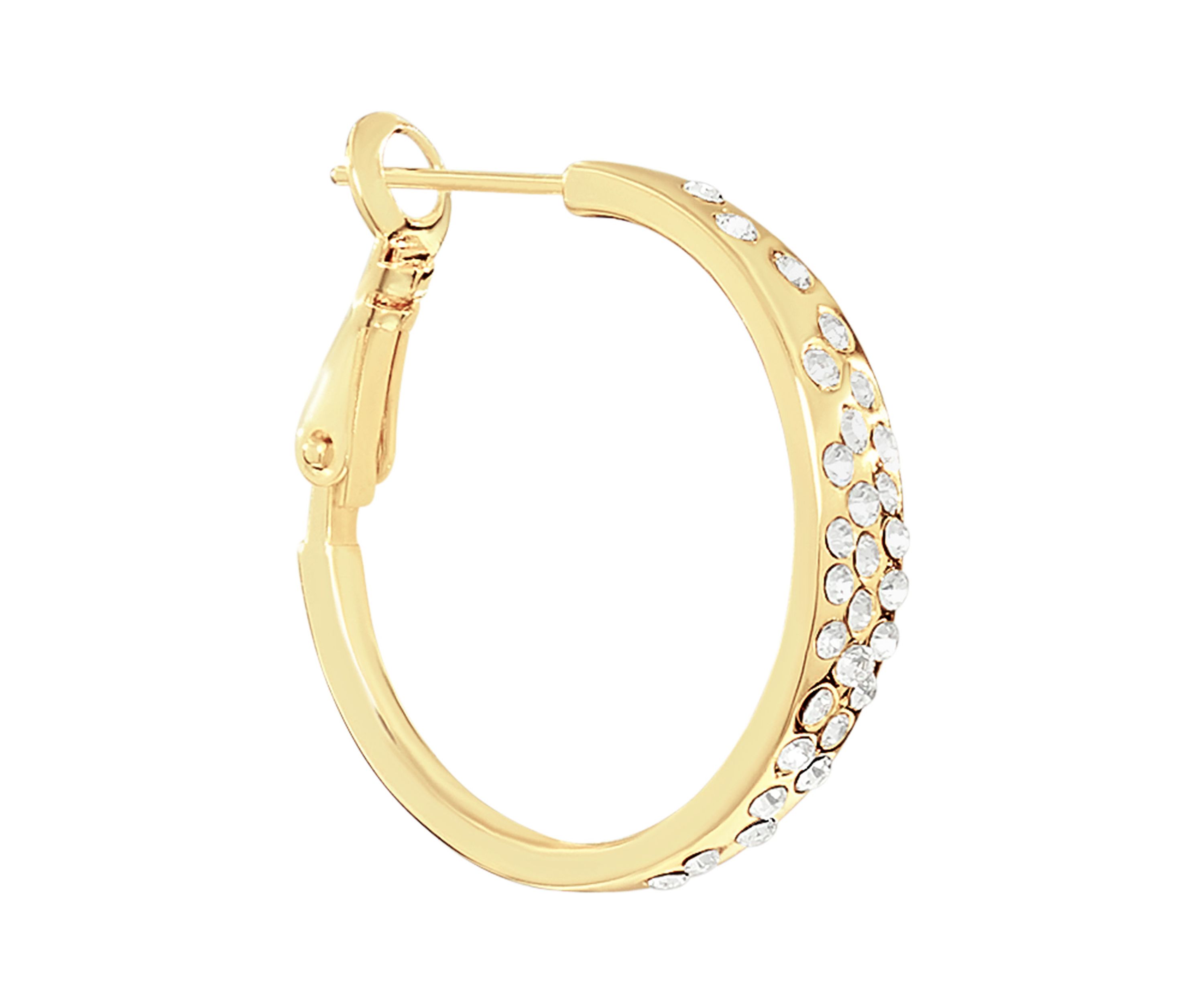 Gold Plated Scattered Crystal Clutchless Hoop Earrings