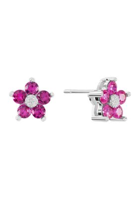 Belk Silverworks Plated Cubic Zirconia Flower Stud Earrings