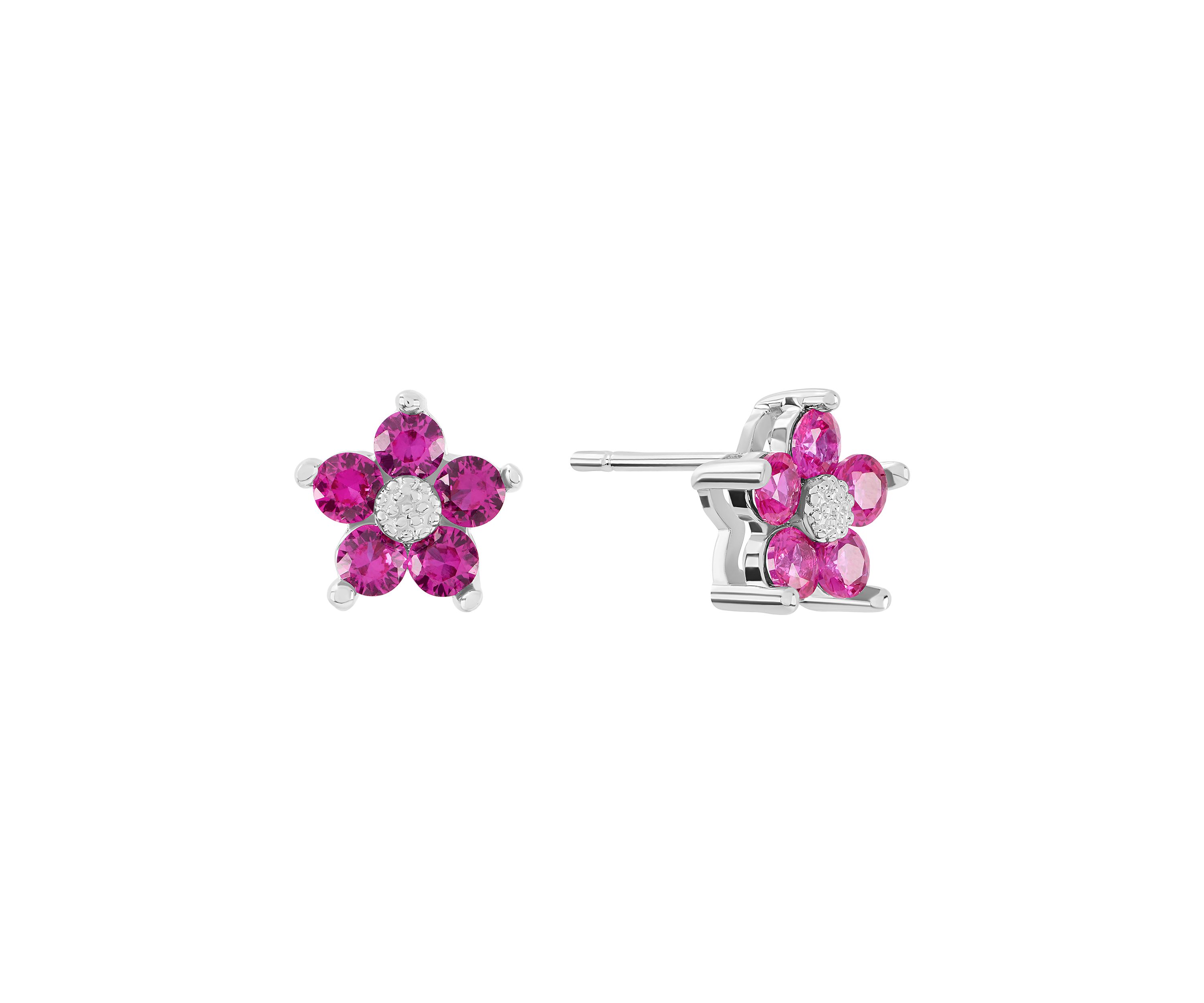 Plated Cubic Zirconia Flower Stud Earrings
