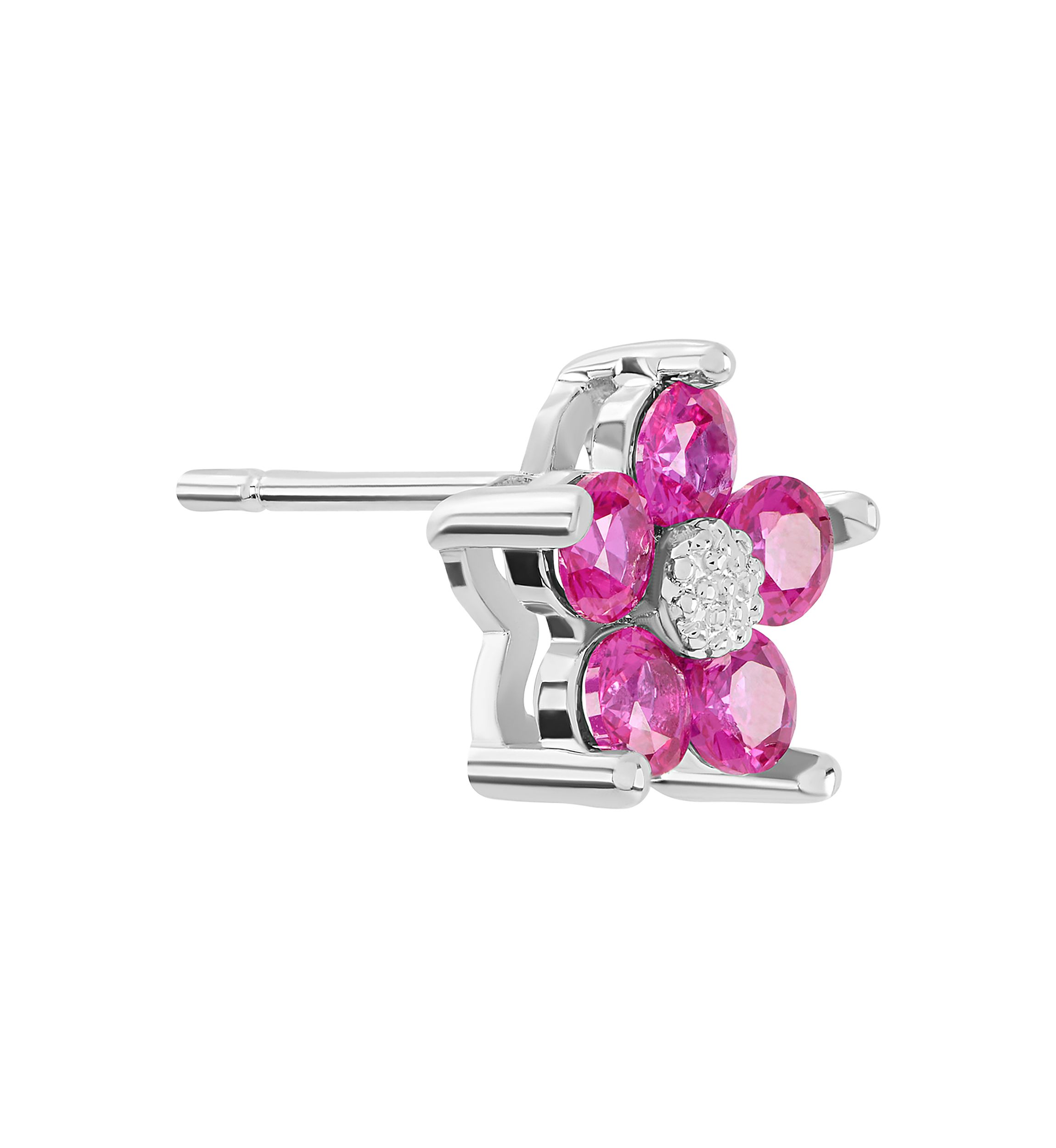 Plated Cubic Zirconia Flower Stud Earrings