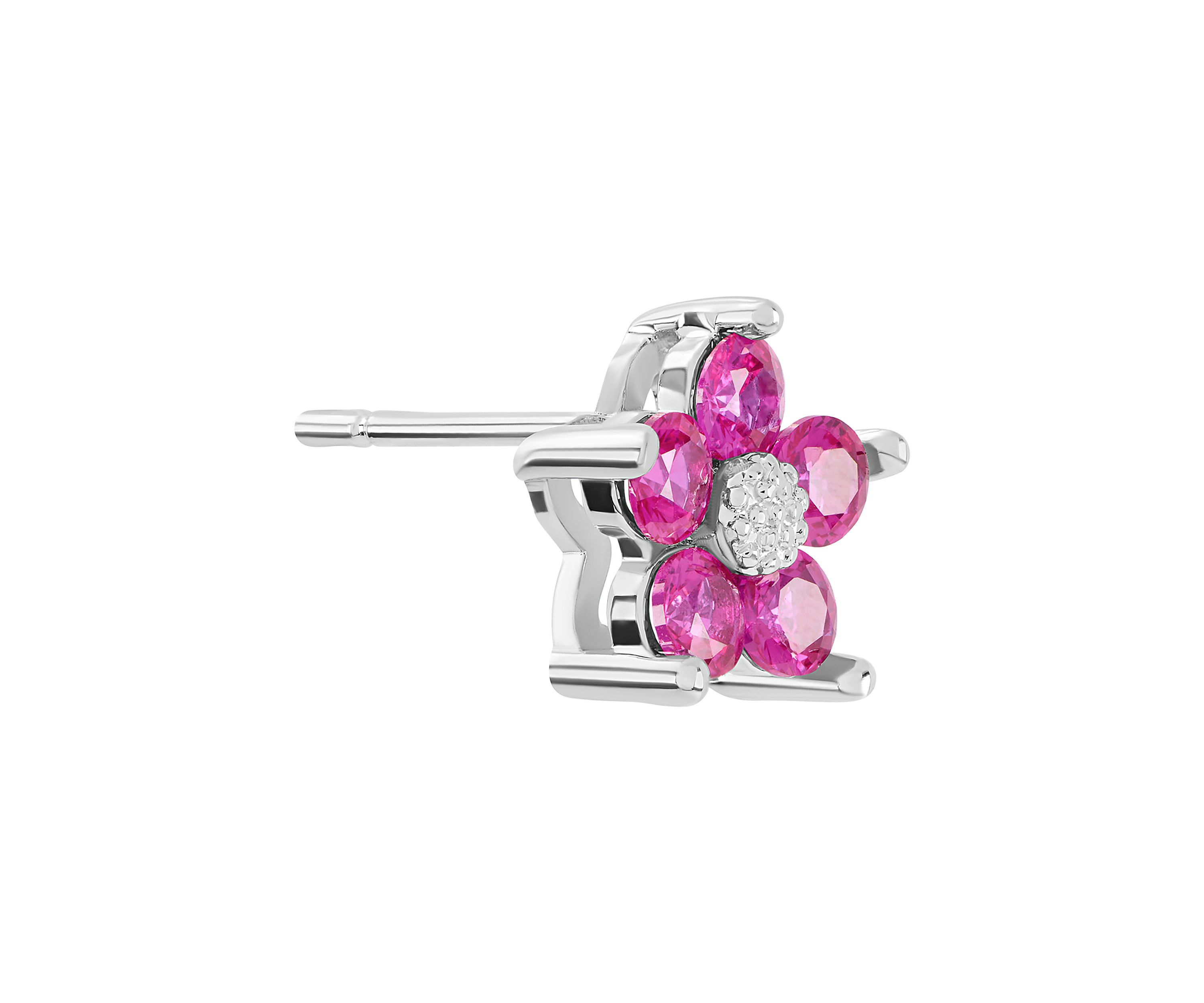Plated Cubic Zirconia Flower Stud Earrings