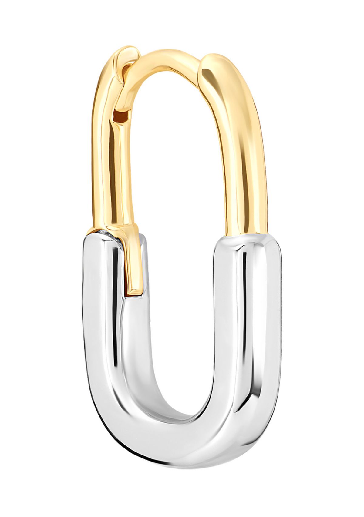 Two Tone Plated Oval Hoop Earrings