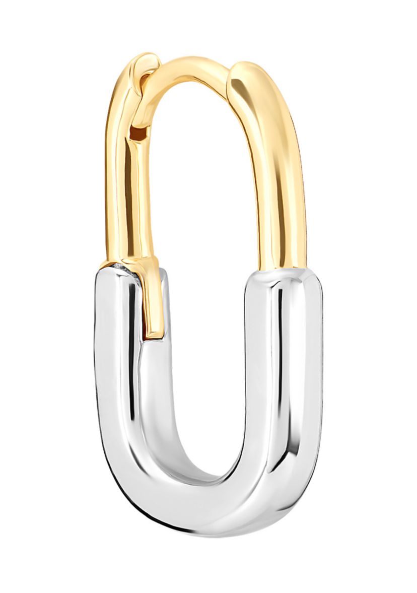 Two Tone Plated Oval Hoop Earrings
