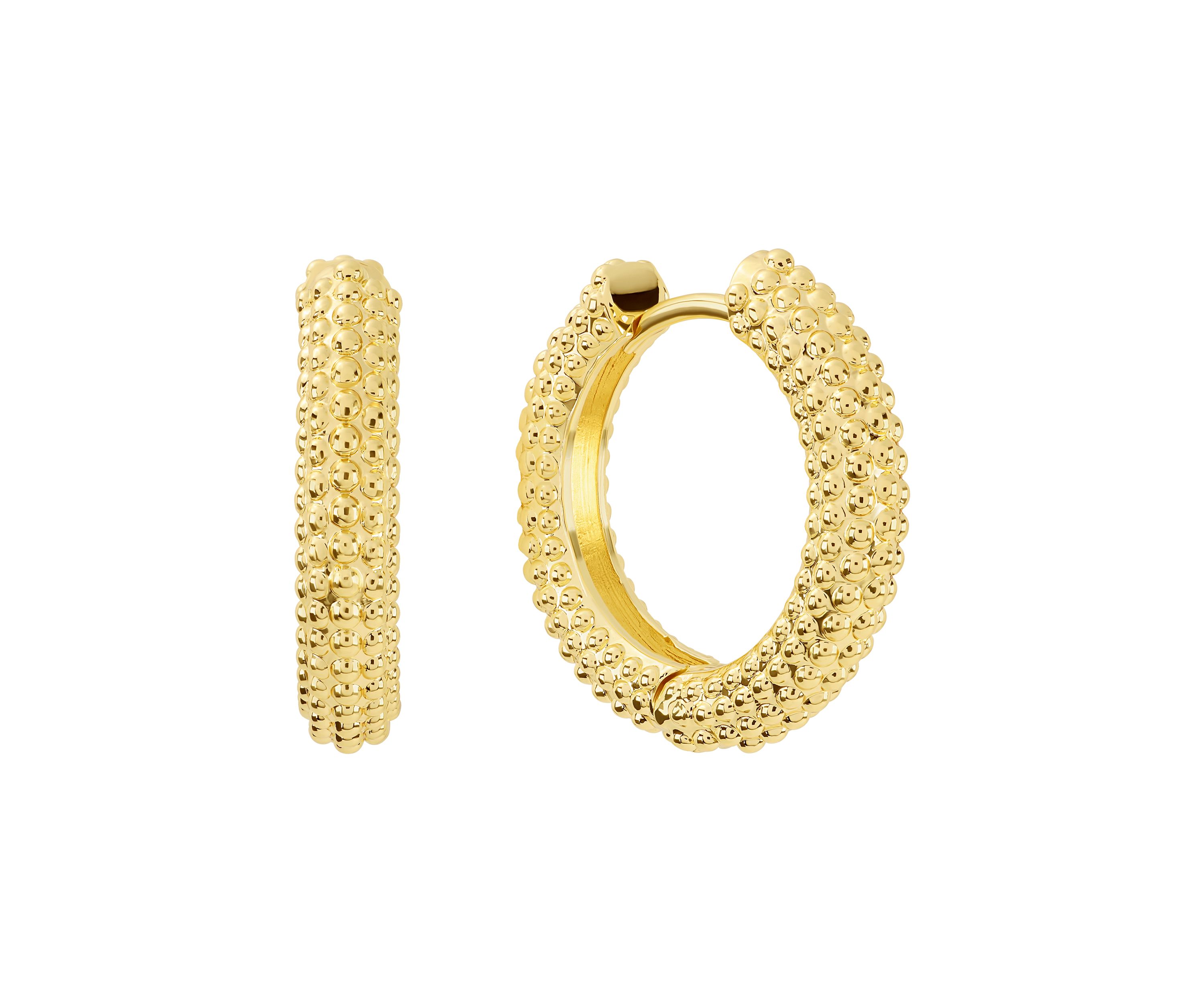 Gold Plated 20mm Beaded Hoop Earrings