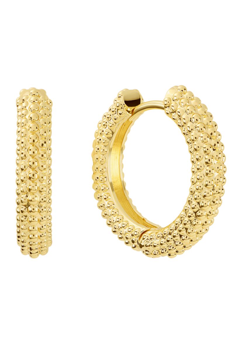 Gold Plated 20mm Beaded Hoop Earrings