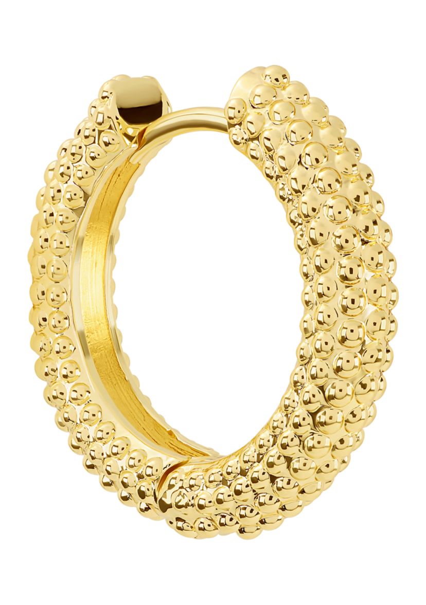 Gold Plated 20mm Beaded Hoop Earrings