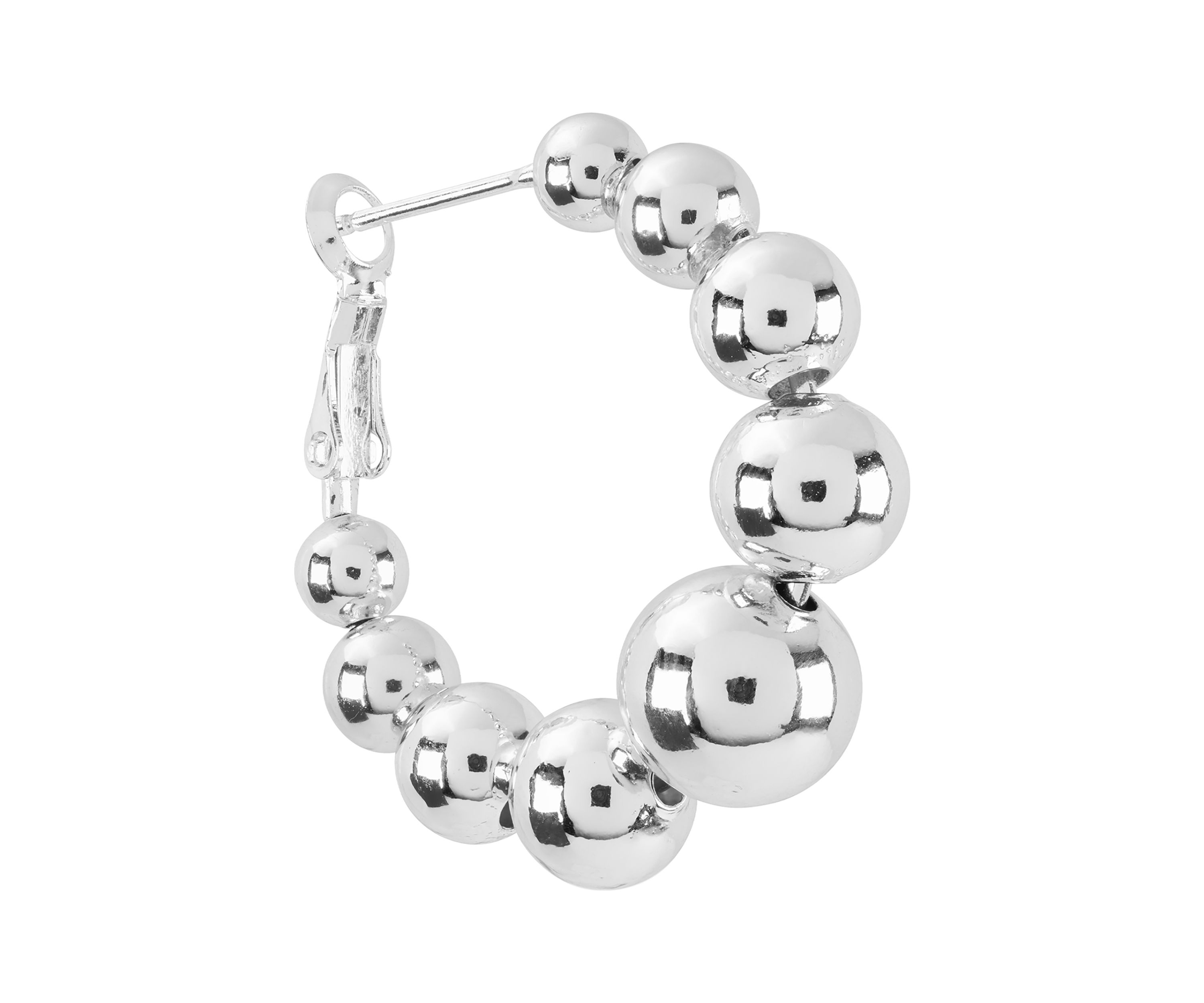 Plated Graduated Ball Clutchless Hoop Earrings