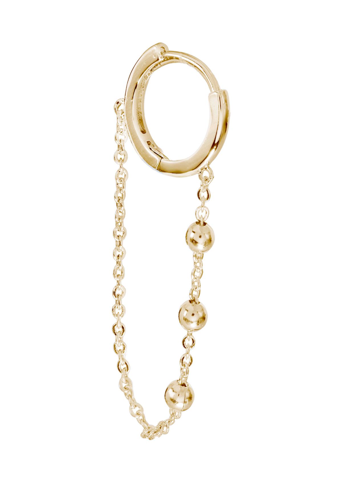 Gold Plated Beaded Chain Huggie Earrings