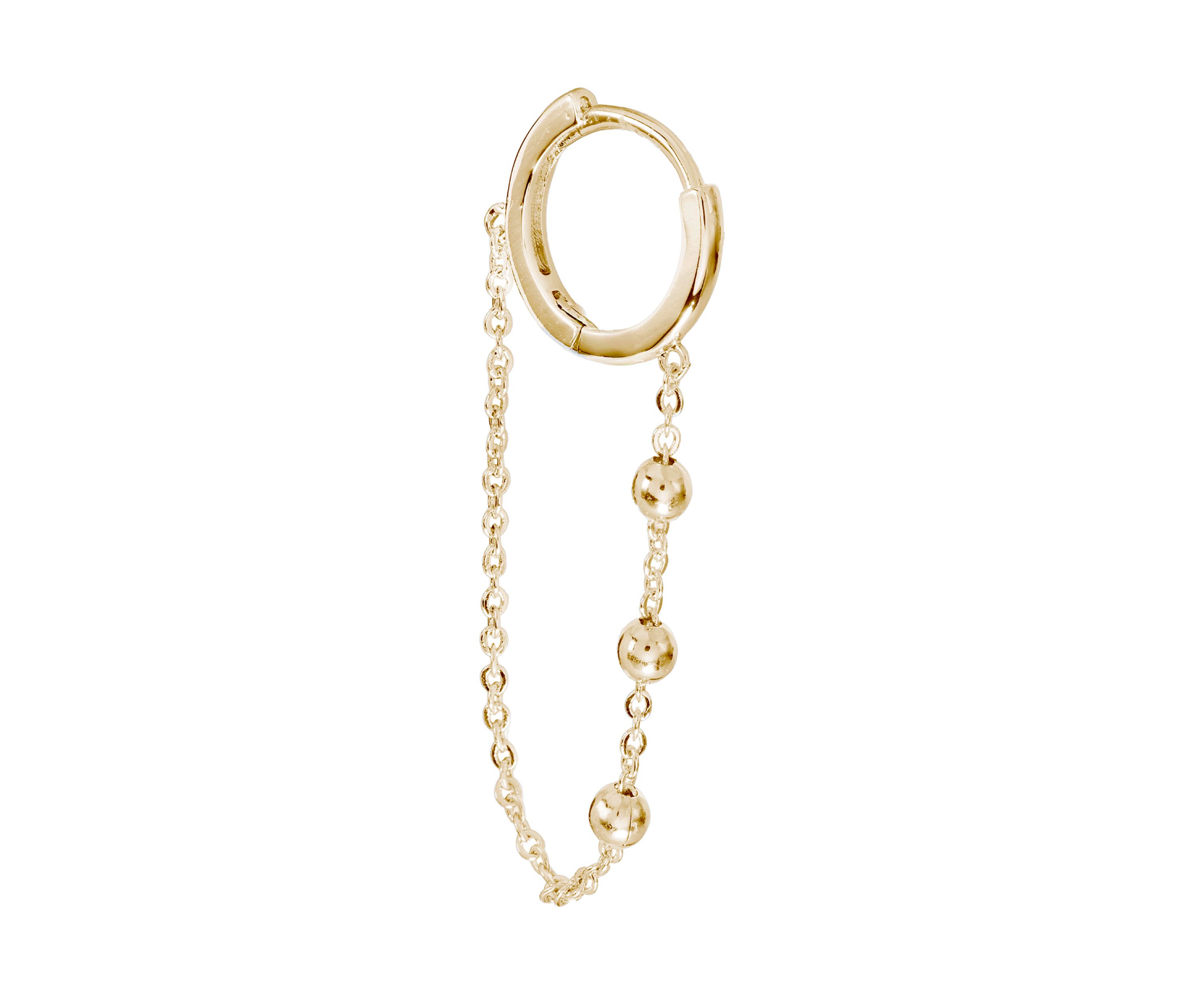 Gold Plated Beaded Chain Huggie Earrings