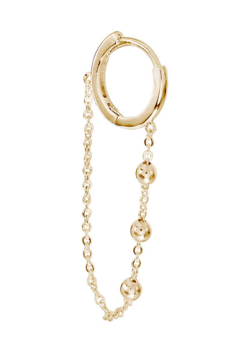 Gold Plated Beaded Chain Huggie Earrings