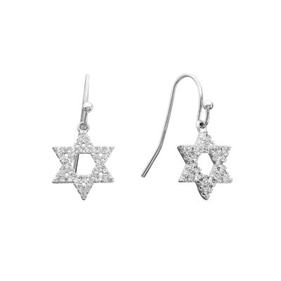 Belk Silverworks Silver Plated Cubic Zirconia Star of David Drop Earrings