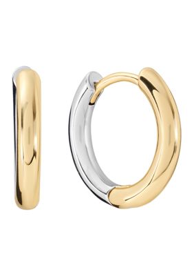 Belk Silverworks Two Tone Plated Click-Top Hoop Earrings