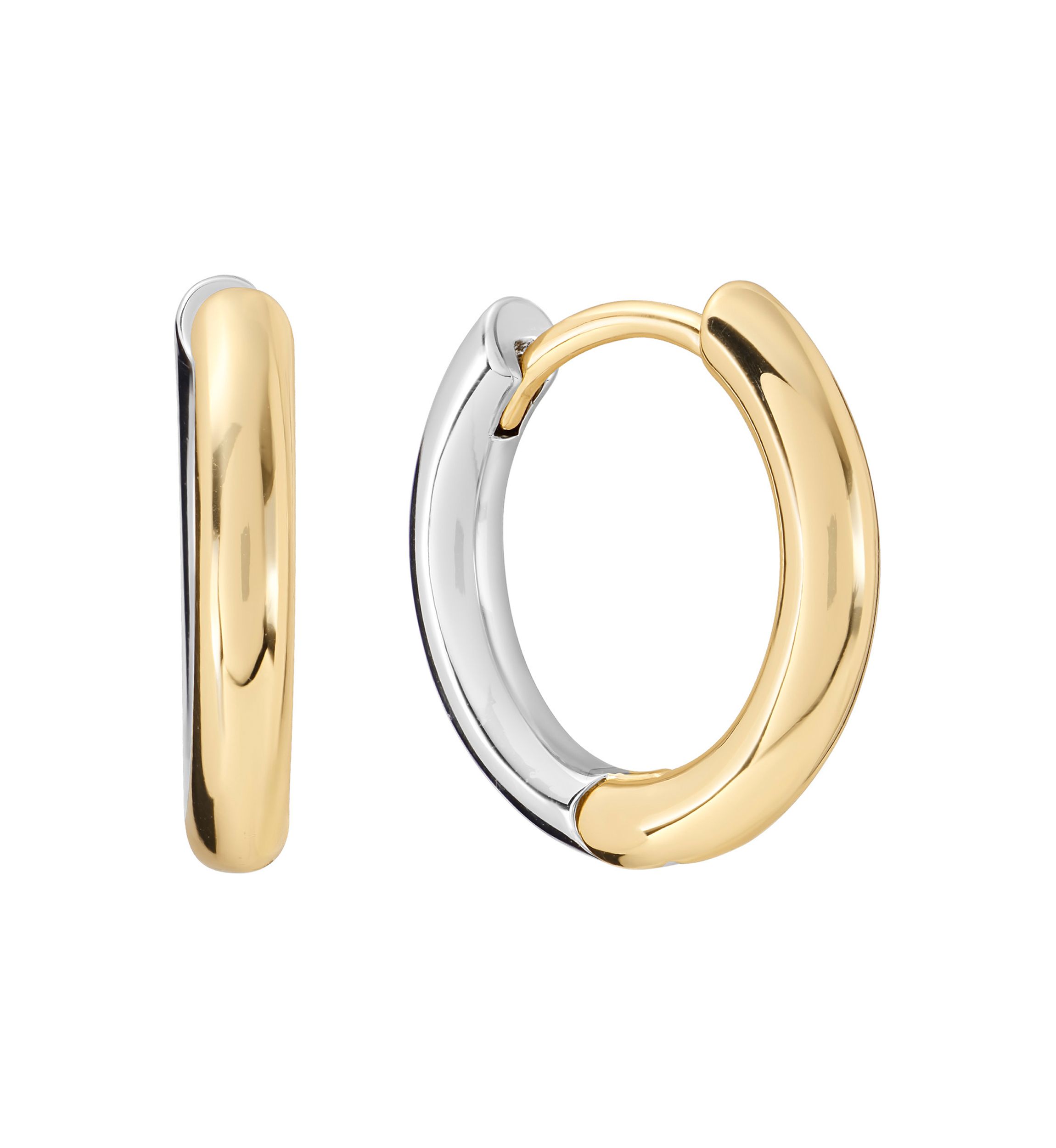 Two Tone Plated Click-Top Hoop Earrings