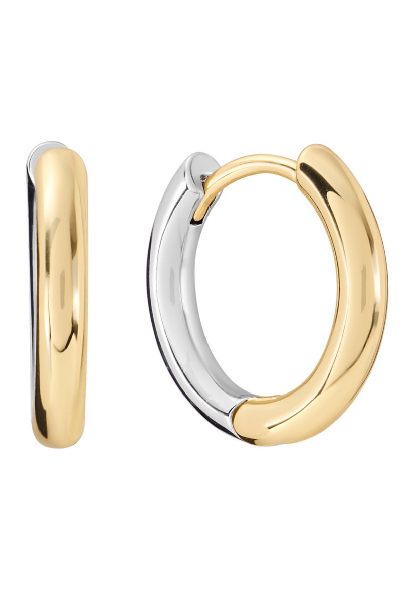 Two Tone Plated Click-Top Hoop Earrings