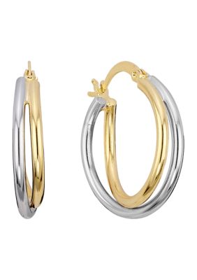 Belk Silverworks Two Tone Plated Double Twist Hoop Earrings
