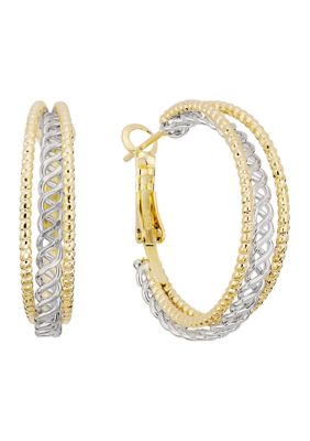Belk Silverworks Filigree Textured Hoop Earrings