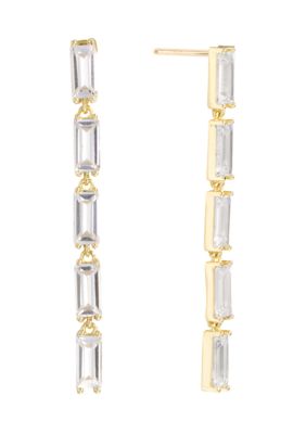 Belk Silverworks Gold Plated Cubic Zirconia Linear Baguette Drop Earrings