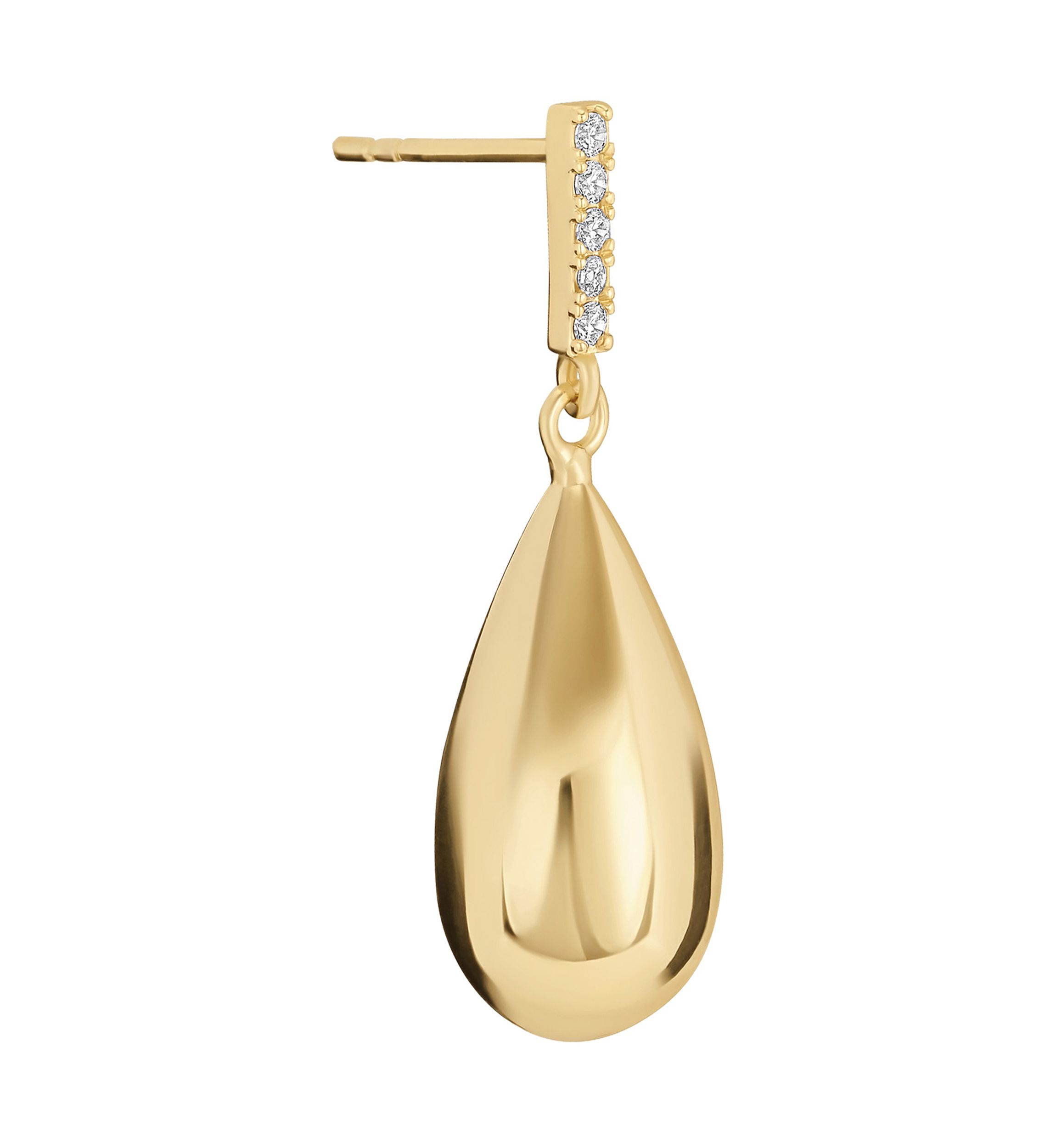 Gold Plated Cubic Zirconia Bar Puffy Teardrop  Earrings