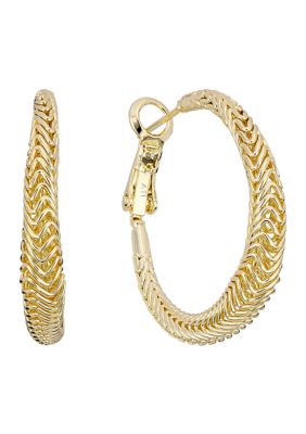 Belk Silverworks Textured Gold Plated Hoop Earrings