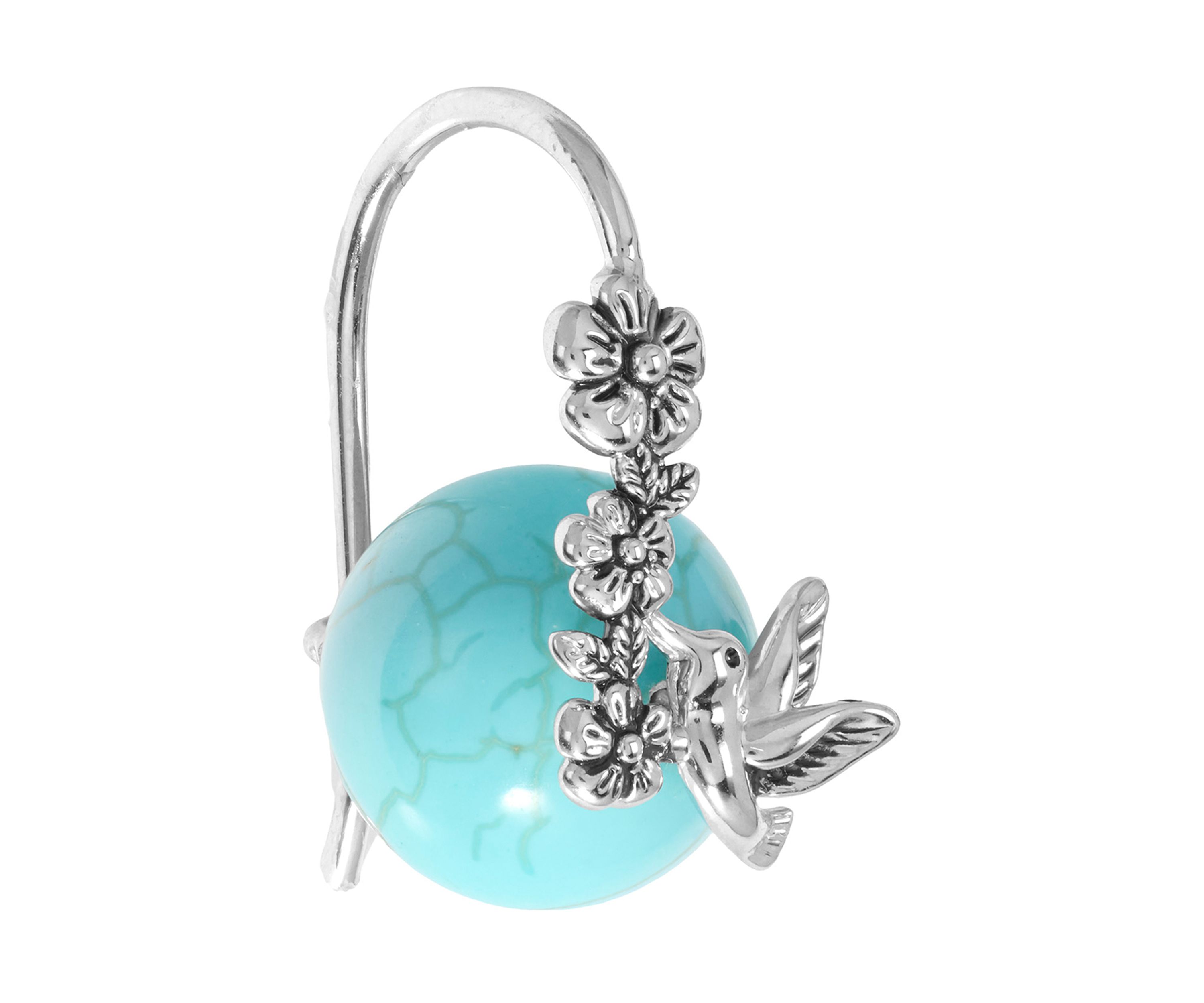  Howlite Turquoise Ball Hummingbird Earrings