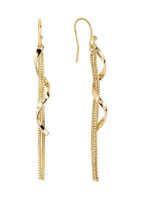 Belk Silverworks Gold Plated Swirl Chain Earrings