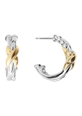 Belk Silverworks Fine Plated Two Tone Rope X Post Hoop Earrings