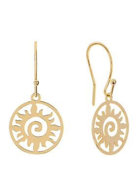 Belk Silverworks Gold Plated Laser Cut Sun Drop Earrings